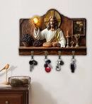 🎁✝️ Porta-chaves multifuncional de madeira - Jesus 💖