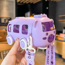 🎁kit com 2 unidades   🚌 Copo de água portátil em formato de ônibus com alça 😍✔